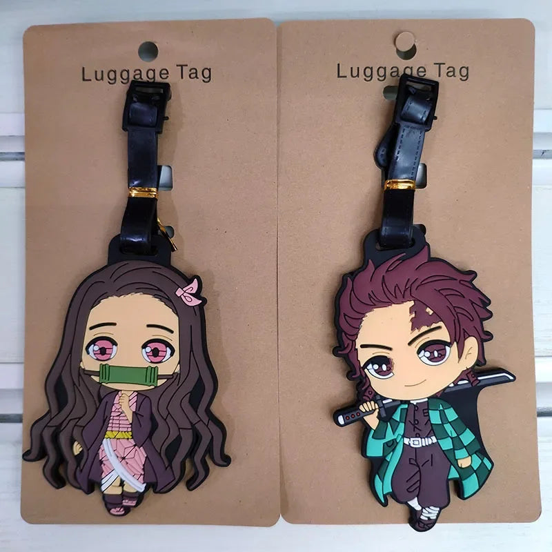 Popular "Demon Slayer" luggage tags, cartoon character design, flat mouth, easy to use, made of PVC