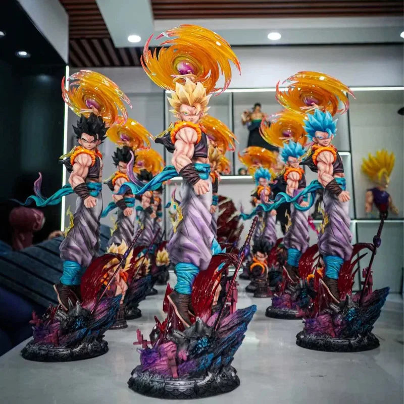 In-Stock Jt Statue 45cm Dragon Ball Z Gogeta Figure 3 Heads Replace Super Saiyan Action Figure Collection Model Toys Gifts