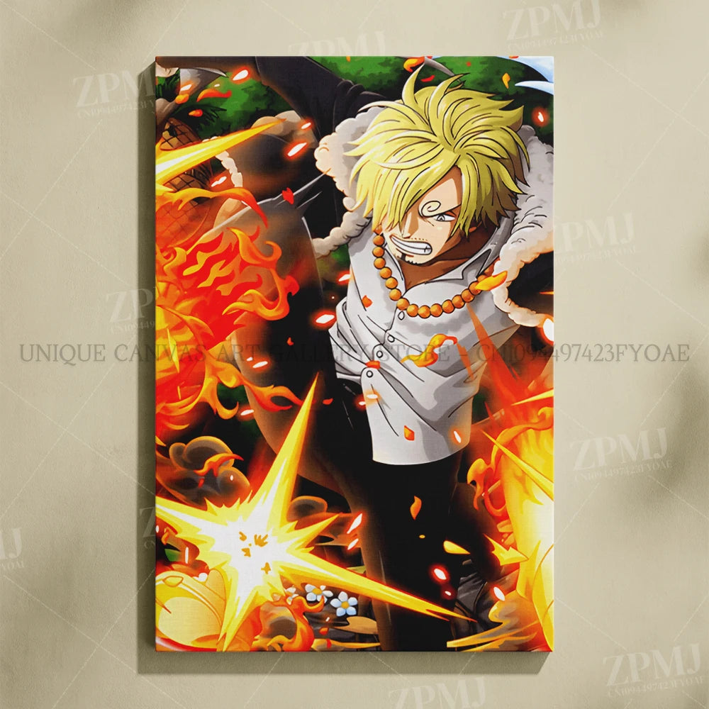 One Piece Frameless Canvas Paintings Anime Monkey D. Luffy Figures Home Decor Pictures Printed Poster For Living Room Wall Art