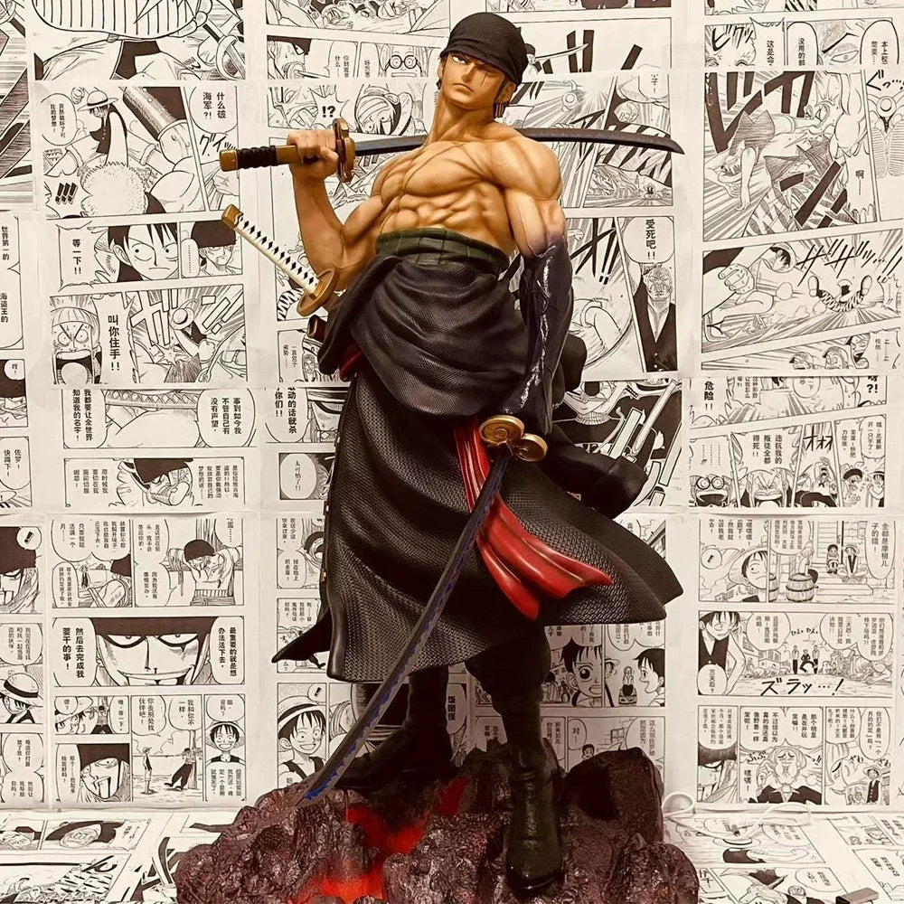 70cm One Piece 1/3 Carry A Knife Zoron Extra Large Size Fire Fist Ace Anime Figure Ornament Model Gk Statue Boys Birthday Gifts