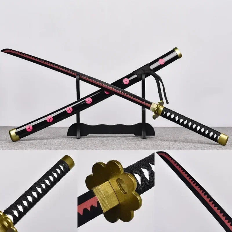 Wooden One Piece Katana Swords Real Size Japanese Anime Katana Sword Simulation Roronoa Zoro Cosplay Props Home Decorations