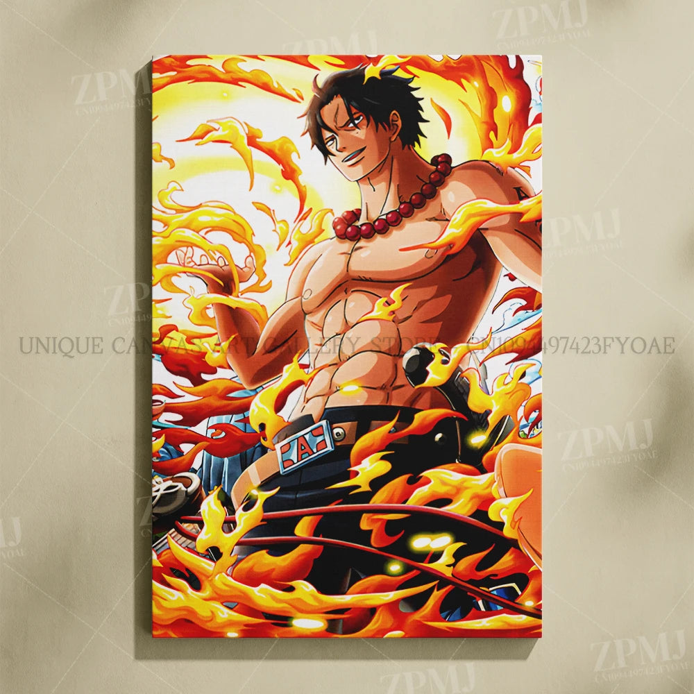 One Piece Frameless Canvas Paintings Anime Monkey D. Luffy Figures Home Decor Pictures Printed Poster For Living Room Wall Art