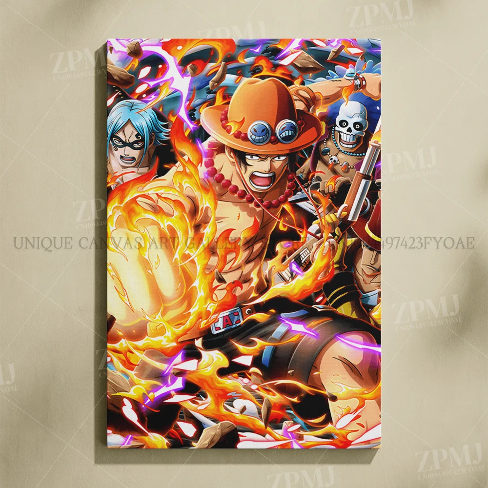 One Piece Frameless Canvas Paintings Anime Monkey D. Luffy Figures Home Decor Pictures Printed Poster For Living Room Wall Art