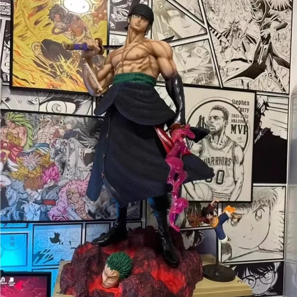 70cm One Piece 1/3 Carry A Knife Zoron Extra Large Size Fire Fist Ace Anime Figure Ornament Model Gk Statue Boys Birthday Gifts