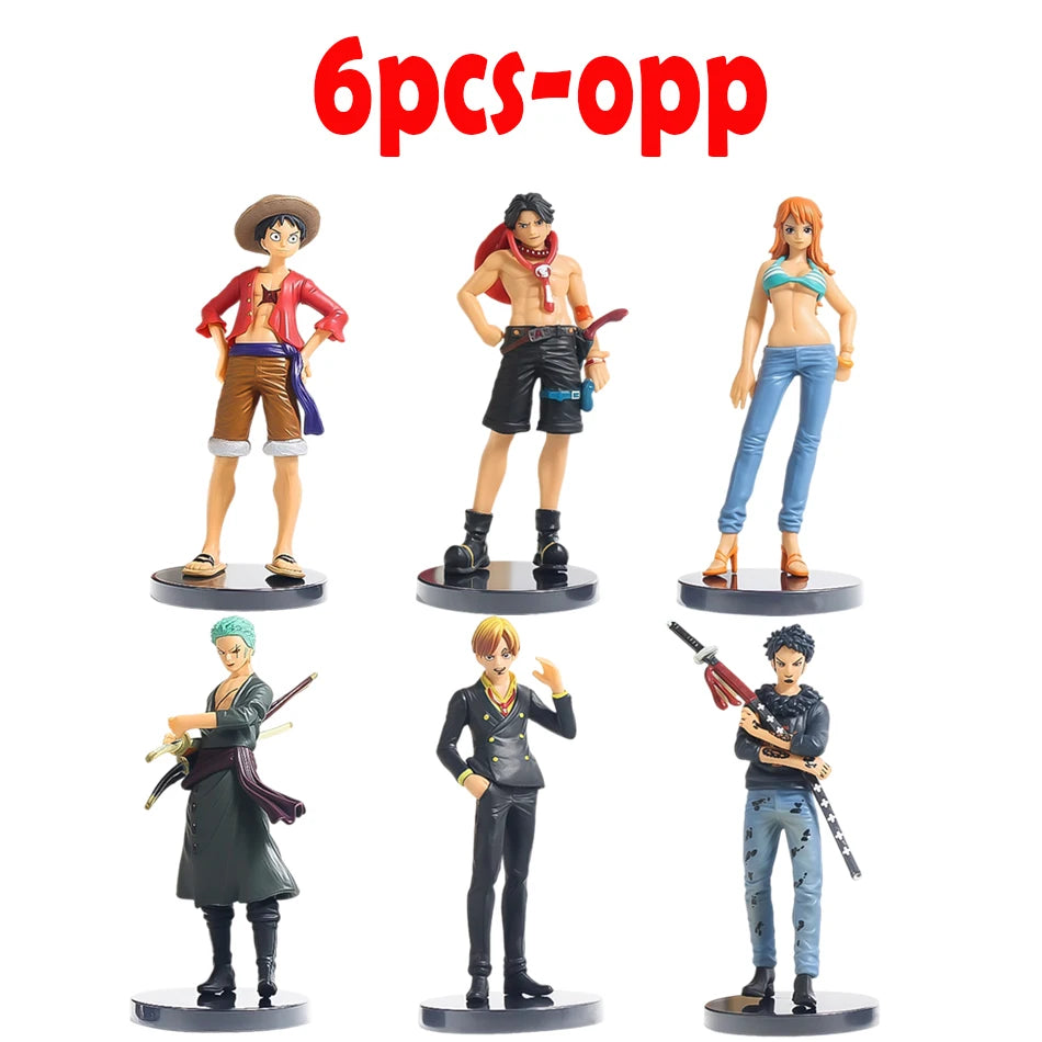 6pcs Anime One Piece Figures Luffy Ace Solon Mei Sanji Action Model Pvc Desktop Statue Ornament Collection desktop Toys Gifts