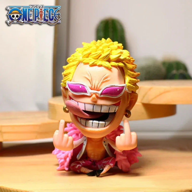 8-10cm Anime Figure One Piece Monkey D Luffy Roronoa Zoro Kawaii Toys Q-Version Figural Nendoroid Car Decoration PVC Model Gift