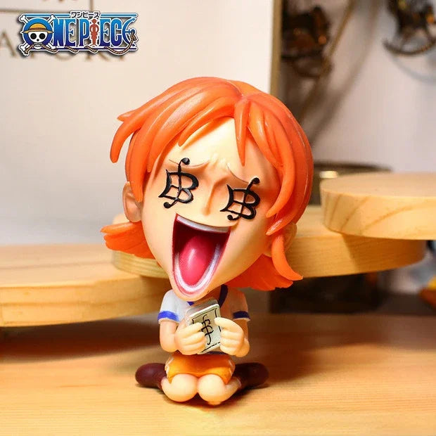 8-10cm Anime Figure One Piece Monkey D Luffy Roronoa Zoro Kawaii Toys Q-Version Figural Nendoroid Car Decoration PVC Model Gift
