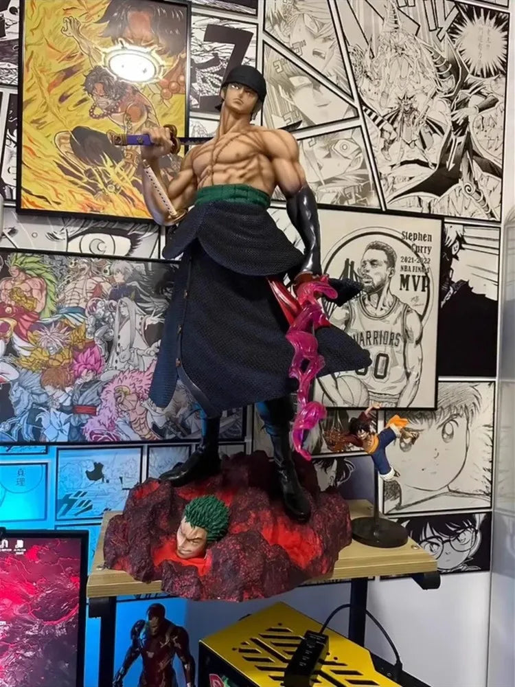 70cm One Piece 1/3 Carry A Knife Zoron Extra Large Size Fire Fist Ace Anime Figure Ornament Model Gk Statue Boys Birthday Gifts