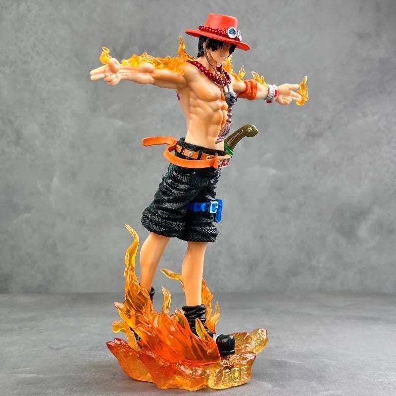 28cm One Piece Ace Anime Figure Portgas D Ace Figures Action Figures Gk Figurine Pvc With Light Statue Model Christmas Toy Gifts