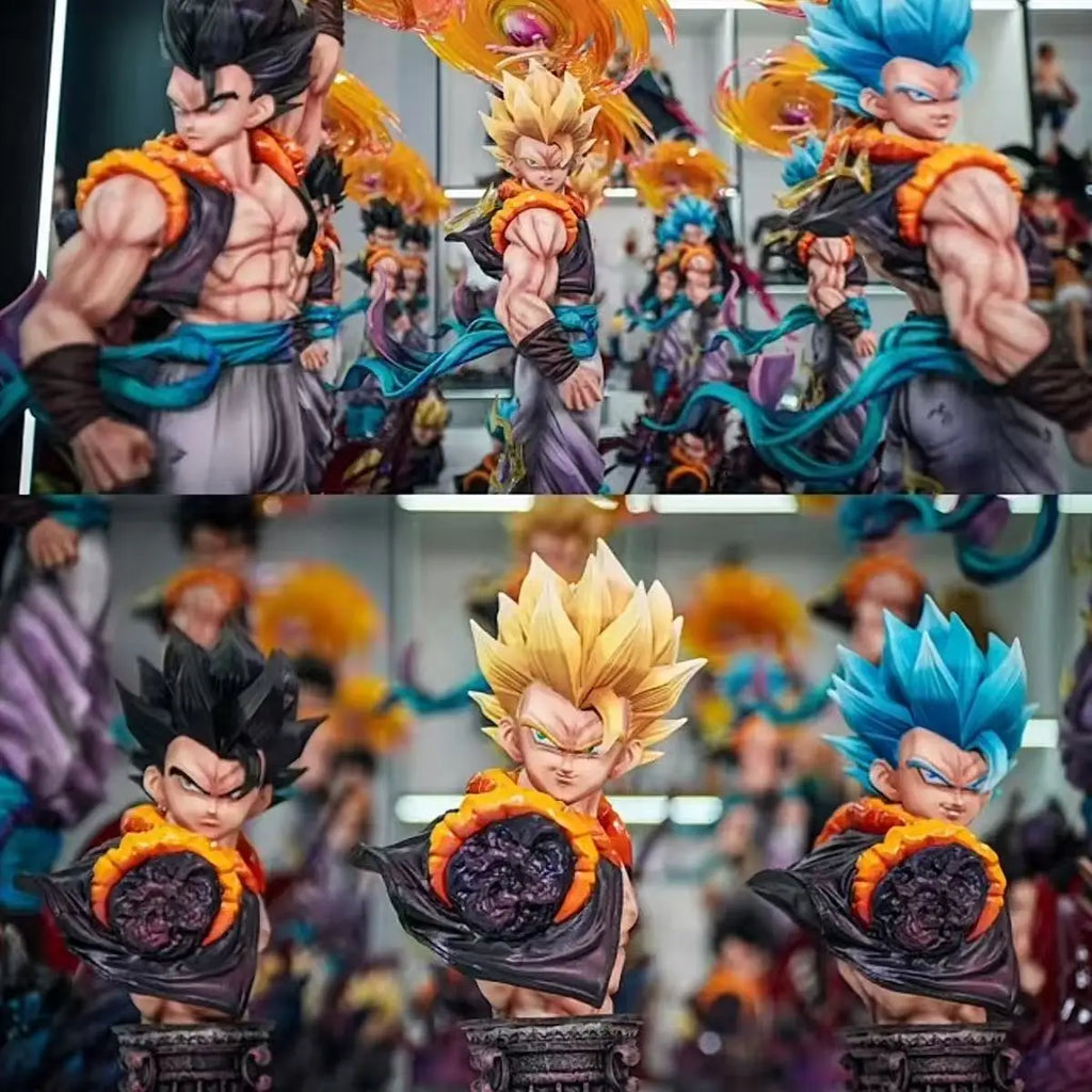 JT Statue 45cm/17.72inch Dragon Ball Z Gogeta Figure 3 Heads Replace Super Saiyan Action Figure Collection Model Toys Gifts