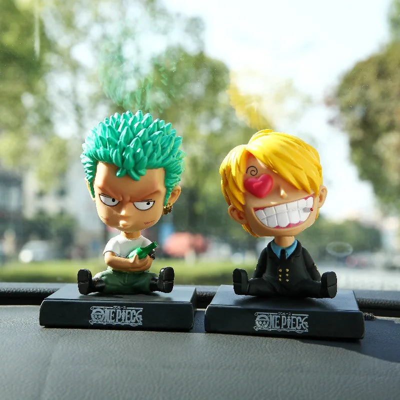 One Piece Luffy Zoro Chopper Car Doll Shaking Head Auto Interior Kawaii Tabletop Ornament Bobble Head Kids Toys Gift 11cm