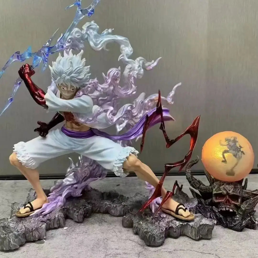 One Piece Nika Luffy Figure Luffy Sun God Gear 5 With Light Ball 28cm Action Figurine PVC Statue Model Collection Decora Toy Gif