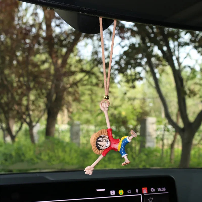 ONE PIECE Luffy Car Interior Decor Kawaii Car Rearview Mirror Bag Pendant Auto Interior Hanging Ornaments Birthday Gifts