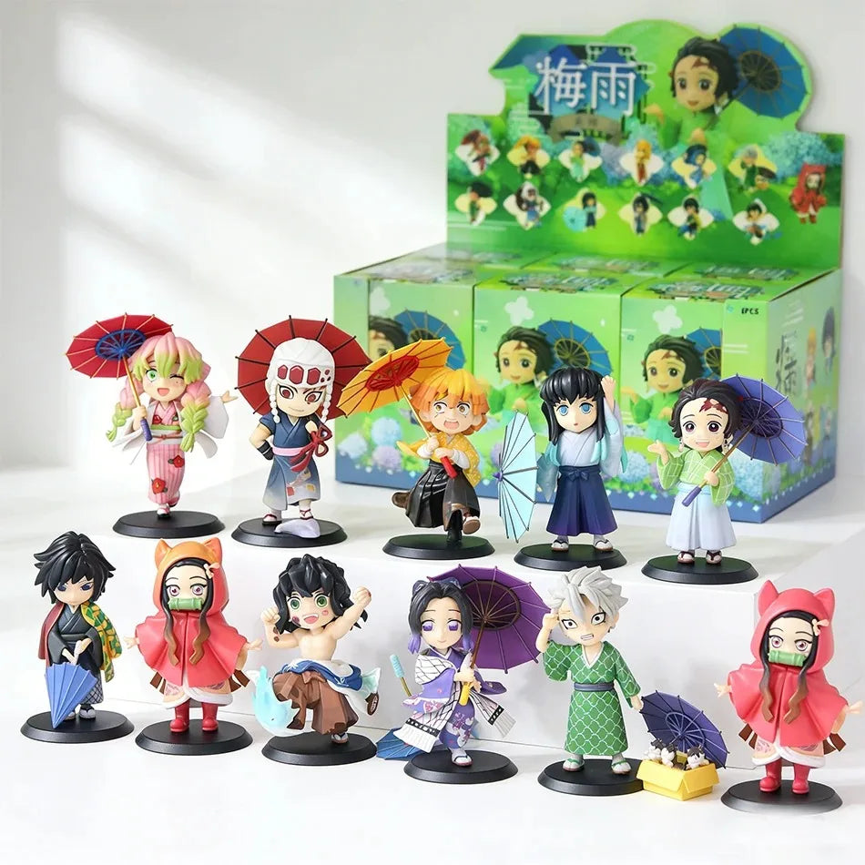 Demon Slayer I LOVE RAINNY DAY Serie Cute Tanjiro Kamado/Nezuko Kamado/Zenitsu Agatsuma Figures Blind Box Doll Action Model Toys