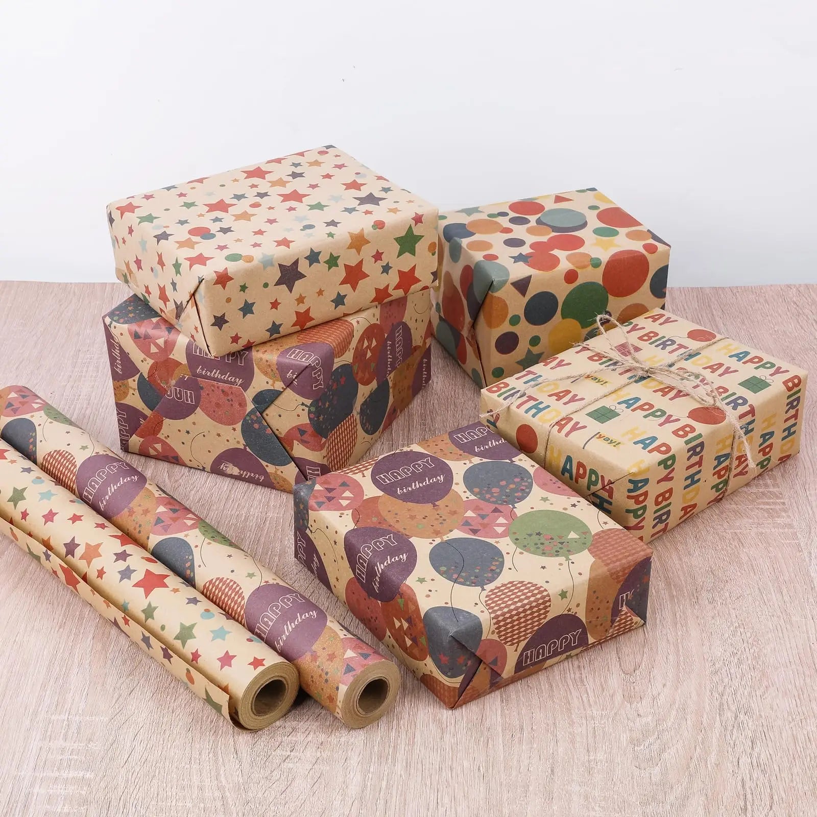1 Roll 17 inch X 32.8 Feet Birthday Wrapping Paper,Gift Wrapping Paper Roll,Kraft Wrapping Paper