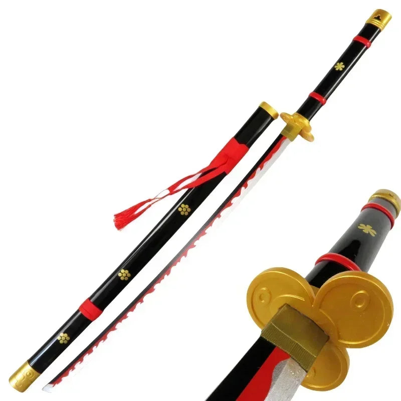 Wooden One Piece Katana Swords Real Size Japanese Anime Katana Sword Simulation Roronoa Zoro Cosplay Props Home Decorations