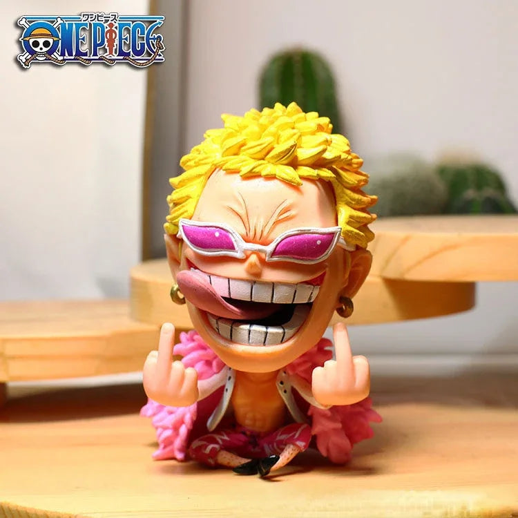 8-10cm Anime Figure One Piece Monkey D Luffy Roronoa Zoro Kawaii Toys Q-Version Figural Nendoroid Car Decoration PVC Model Gift