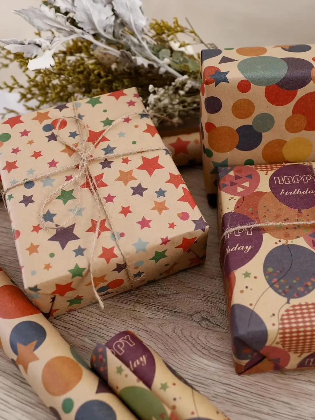 1 Roll 17 inch X 32.8 Feet Birthday Wrapping Paper,Gift Wrapping Paper Roll,Kraft Wrapping Paper