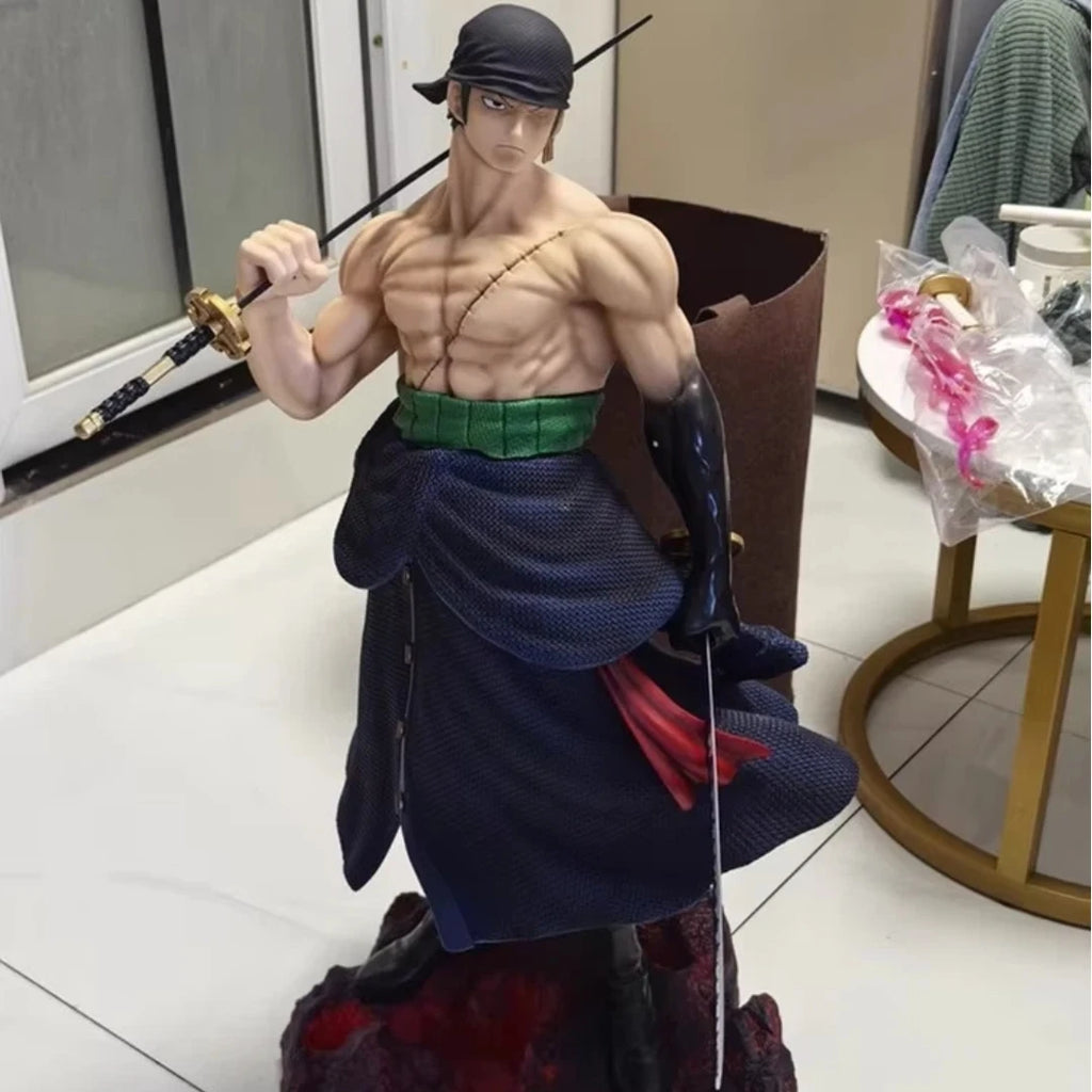 70cm One Piece 1/3 Carry A Knife Zoron Extra Large Size Fire Fist Ace Anime Figure Ornament Model Gk Statue Boys Birthday Gifts