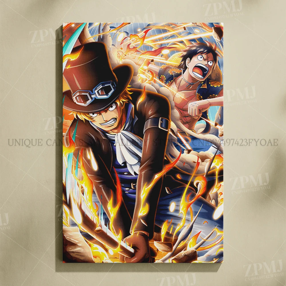 One Piece Frameless Canvas Paintings Anime Monkey D. Luffy Figures Home Decor Pictures Printed Poster For Living Room Wall Art