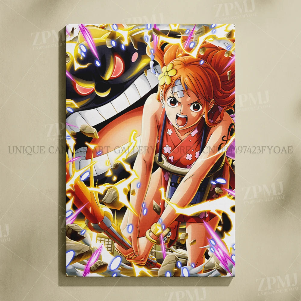 One Piece Frameless Canvas Paintings Anime Monkey D. Luffy Figures Home Decor Pictures Printed Poster For Living Room Wall Art