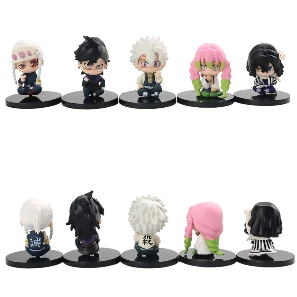 5pcs Set Q Version Demon Slayer Sitting Ghost Doll Tanjiro Nidouzi Inosuke Zenizu Figure Action Figure Movie Model kid Toy Gift