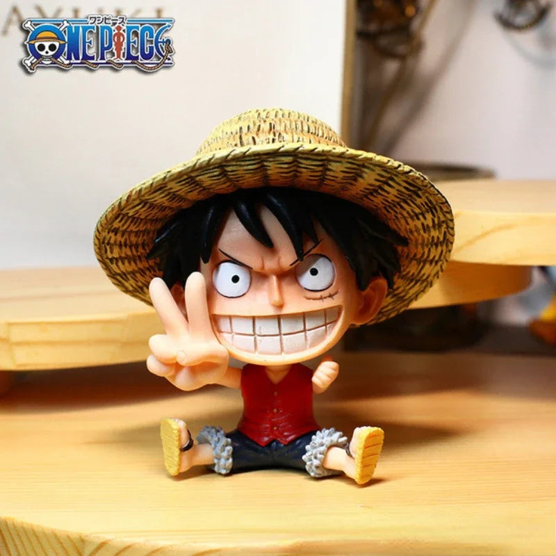 8-10cm Anime Figure One Piece Monkey D Luffy Roronoa Zoro Kawaii Toys Q-Version Figural Nendoroid Car Decoration PVC Model Gift