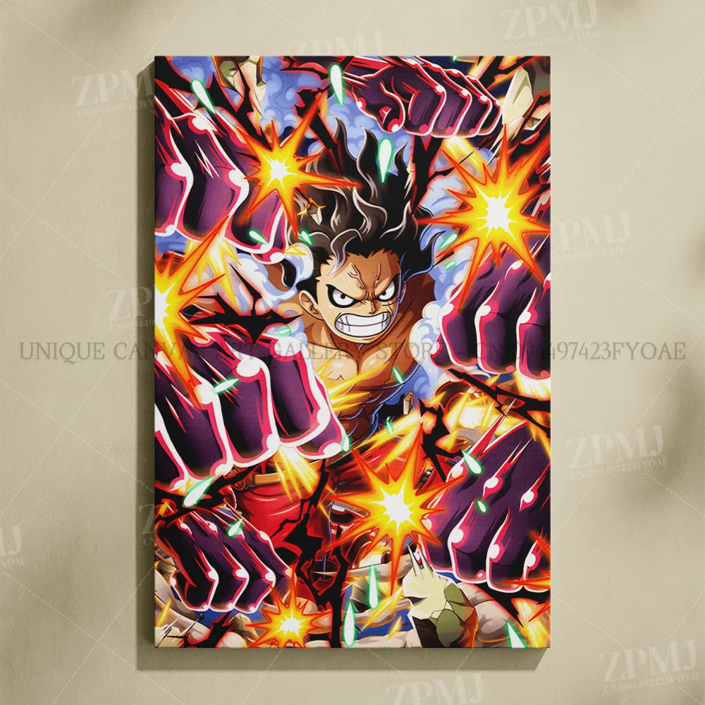 One Piece Frameless Canvas Paintings Anime Monkey D. Luffy Figures Home Decor Pictures Printed Poster For Living Room Wall Art
