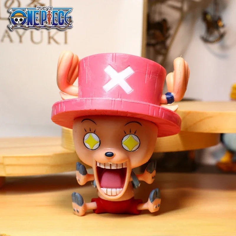 8-10cm Anime Figure One Piece Monkey D Luffy Roronoa Zoro Kawaii Toys Q-Version Figural Nendoroid Car Decoration PVC Model Gift