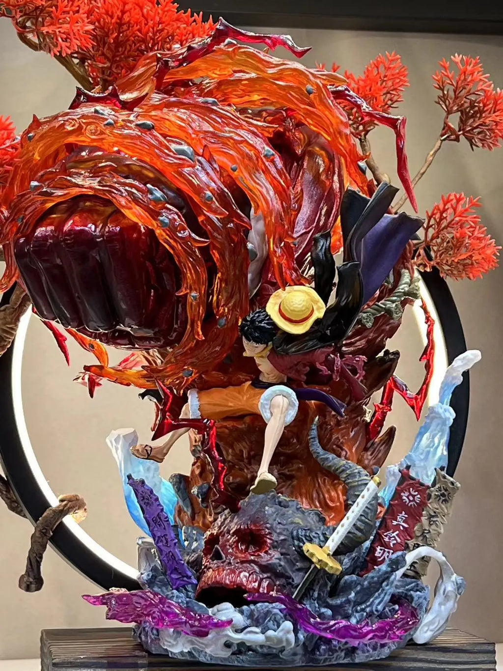 Hot One Piece Gk Anime Figure Luffy With Led Toys Gear 3 Figurine Red Roc Pvc Statue Collectible Model Decoration Birthday Gift