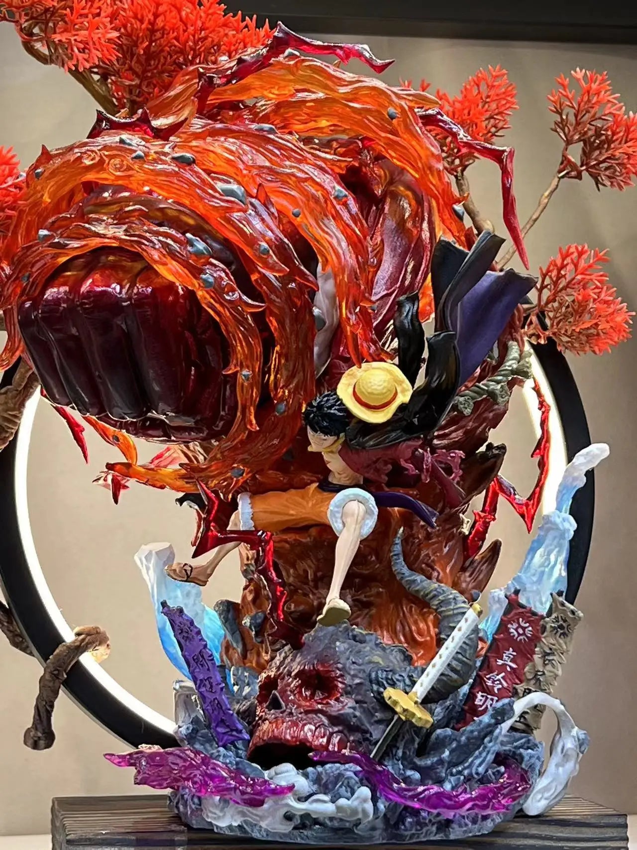 Hot One Piece Gk Anime Figure Luffy With Led Toys Gear 3 Figurine Red Roc Pvc Statue Collectible Model Decoration Birthday Gift