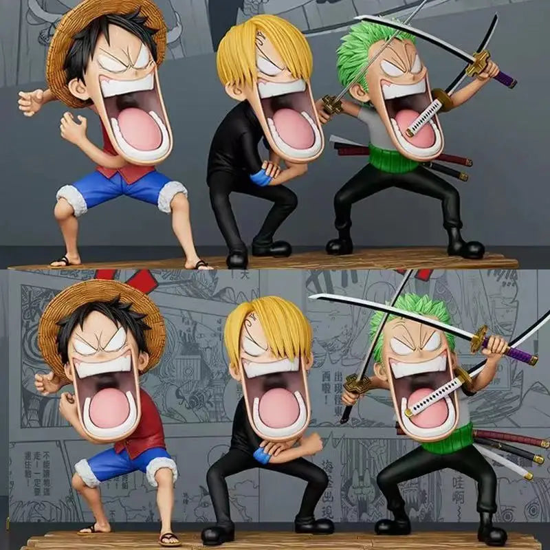 15cm One Piece Figures Three Captains Sanji Monkey D Luffy Roronoa Zoro Action Figure The Hungry Trio PVC Anime Model Toys Gifts