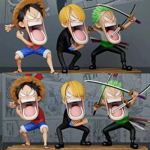15cm One Piece Figures Three Captains Sanji Monkey D Luffy Roronoa Zoro Action Figure The Hungry Trio PVC Anime Model Toys Gifts