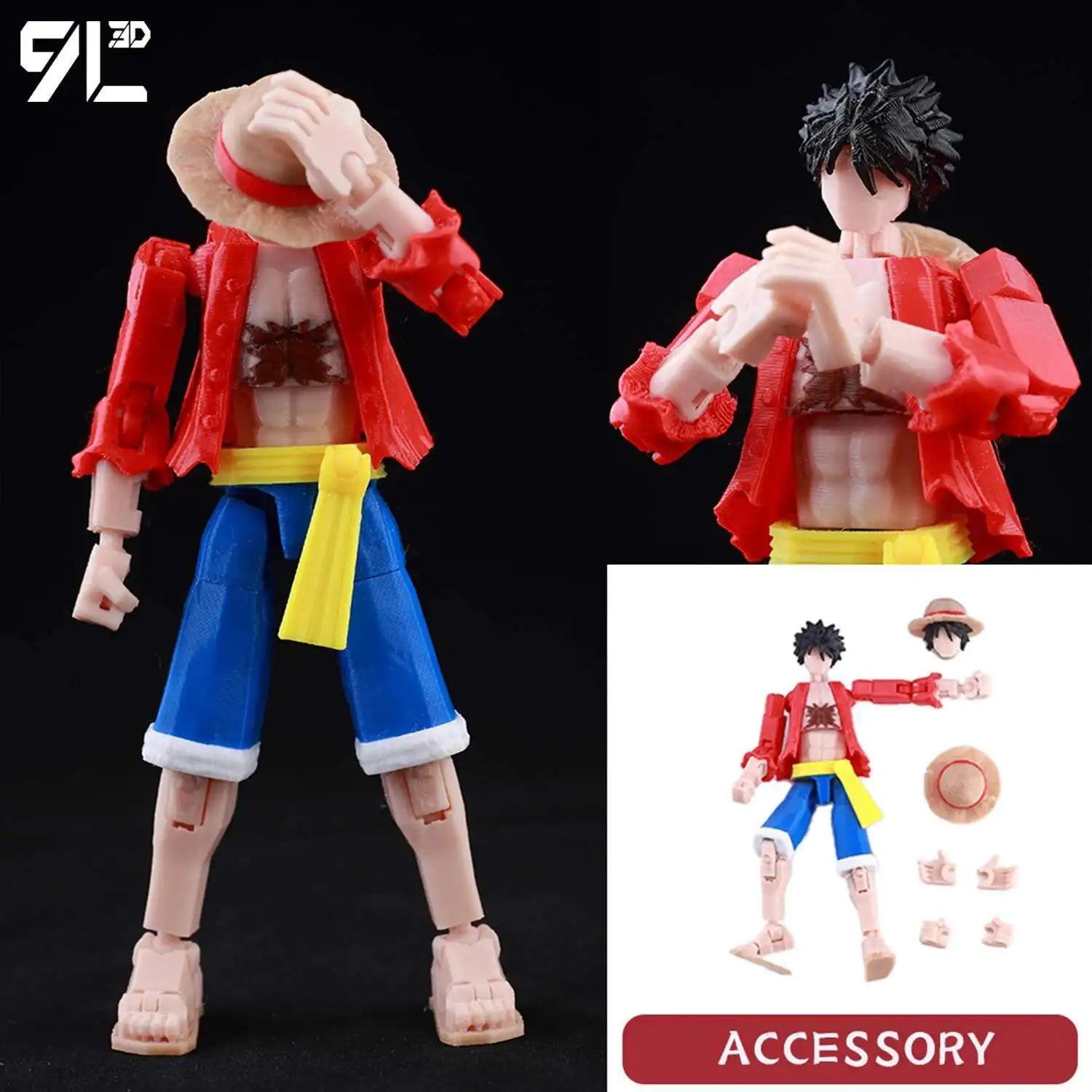 9L3D Printed Anime Characters Lucky 13 Zoro Dummy Action Figures Monkey D.Luffy Multi-Jointed Movable Shapeshift Mannequin Toys