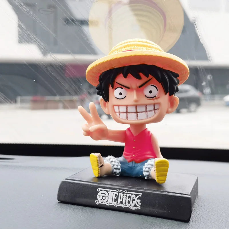 One Piece Luffy Zoro Chopper Car Doll Shaking Head Auto Interior Kawaii Tabletop Ornament Bobble Head Kids Toys Gift 11cm