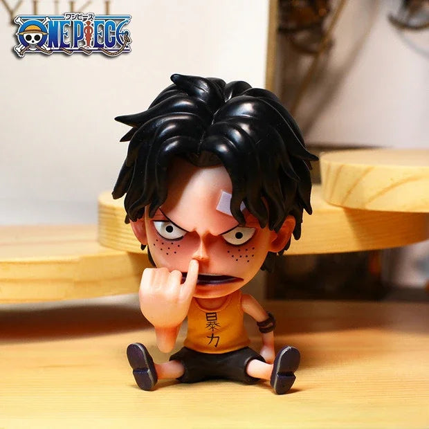 8-10cm Anime Figure One Piece Monkey D Luffy Roronoa Zoro Kawaii Toys Q-Version Figural Nendoroid Car Decoration PVC Model Gift