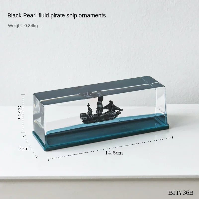 One Piece Going Merry Floating Barcos Thousand Sunny Ship in Fluid Liquid Barcos Floating Boat Desk Decor Living Room Decoration