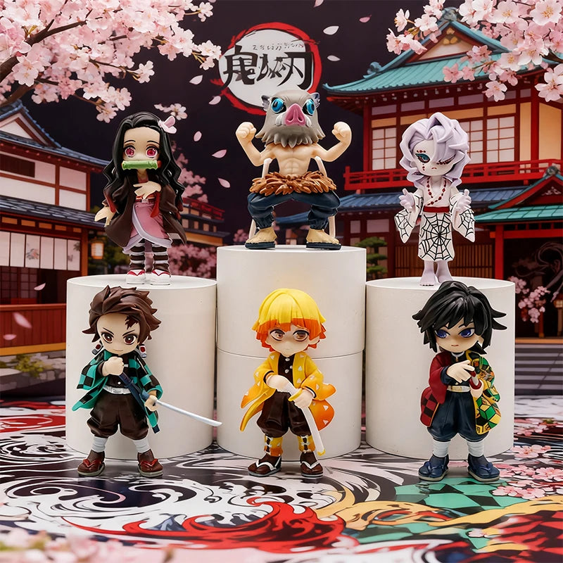 Demon Slayer Anime Figure Blind Box Kamado Nezuko Kochou Shinobu Figure Kimetsu No Yaiba Tsuyuri Kanawo Figurine Model Doll Toys