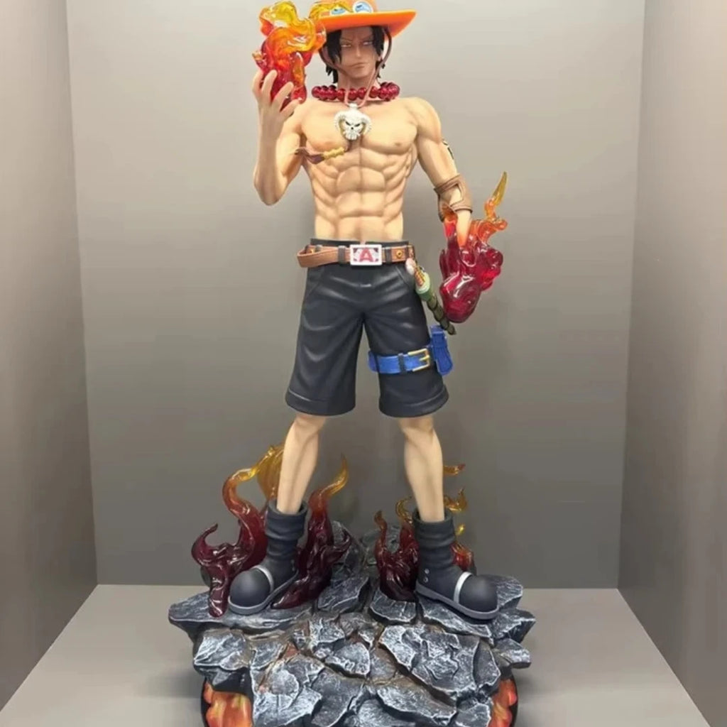 70cm One Piece 1/3 Carry A Knife Zoron Extra Large Size Fire Fist Ace Anime Figure Ornament Model Gk Statue Boys Birthday Gifts