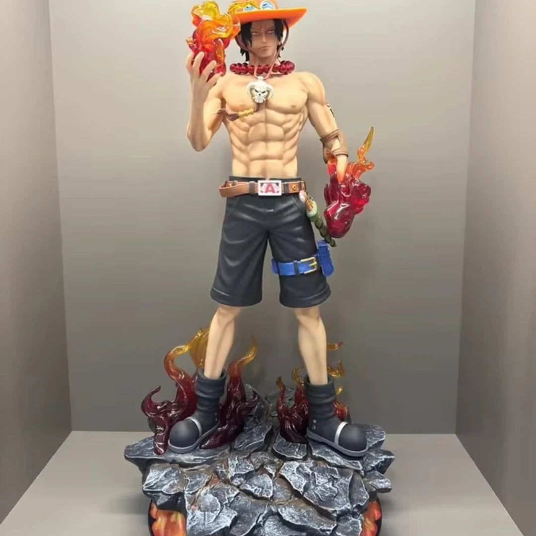 70cm One Piece 1/3 Carry A Knife Zoron Extra Large Size Fire Fist Ace Anime Figure Ornament Model Gk Statue Boys Birthday Gifts