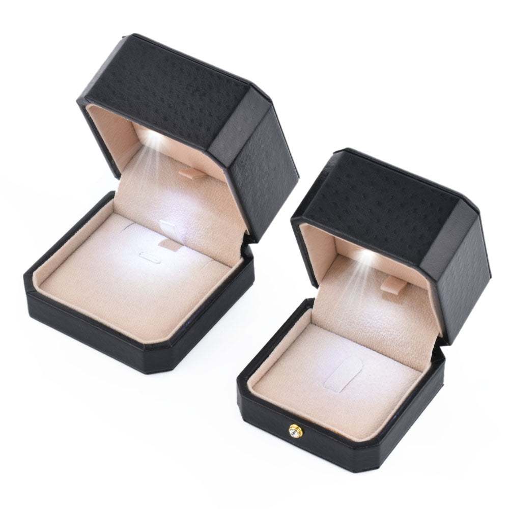 2.95*2.95*2.13inch High Quality Black LED Pendant Jewelry Box, Retro Fashion Pendant Box, Suitable for Proposal, Engagement, Wedding
