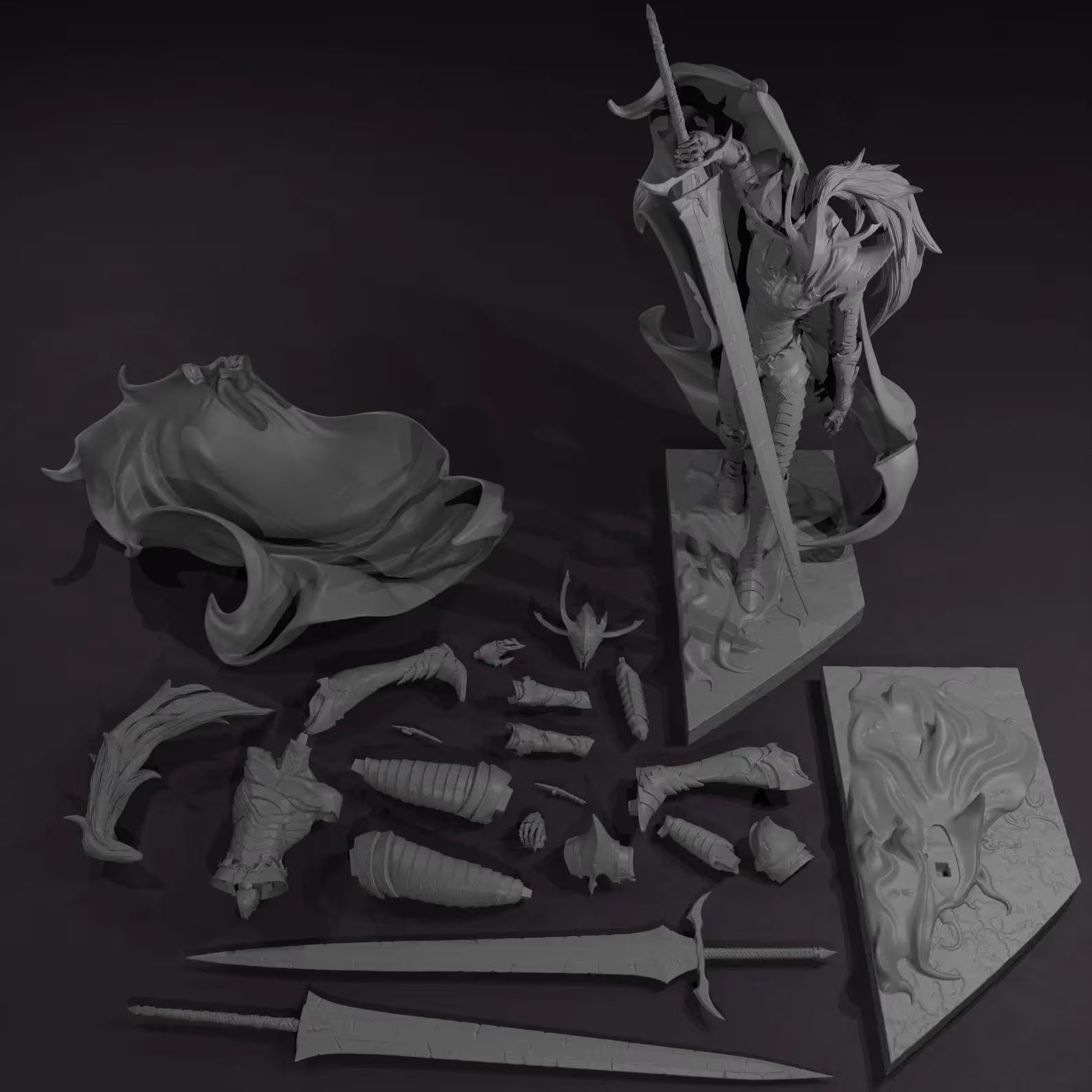 Sung Jinwoo with Igris and Beru Figurine Statue – Solo Leveling Figure | Mighty Leader and Ultimate Alliance, Mesmerizing Room Decoration