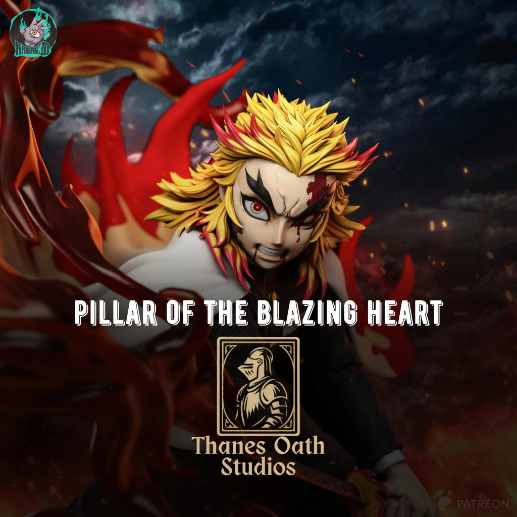Pillar of the Blazing Heart - Flame Swordsman Demon Hunter Inferno Anime Kyōjurō Rengoku Resin Figure 16K