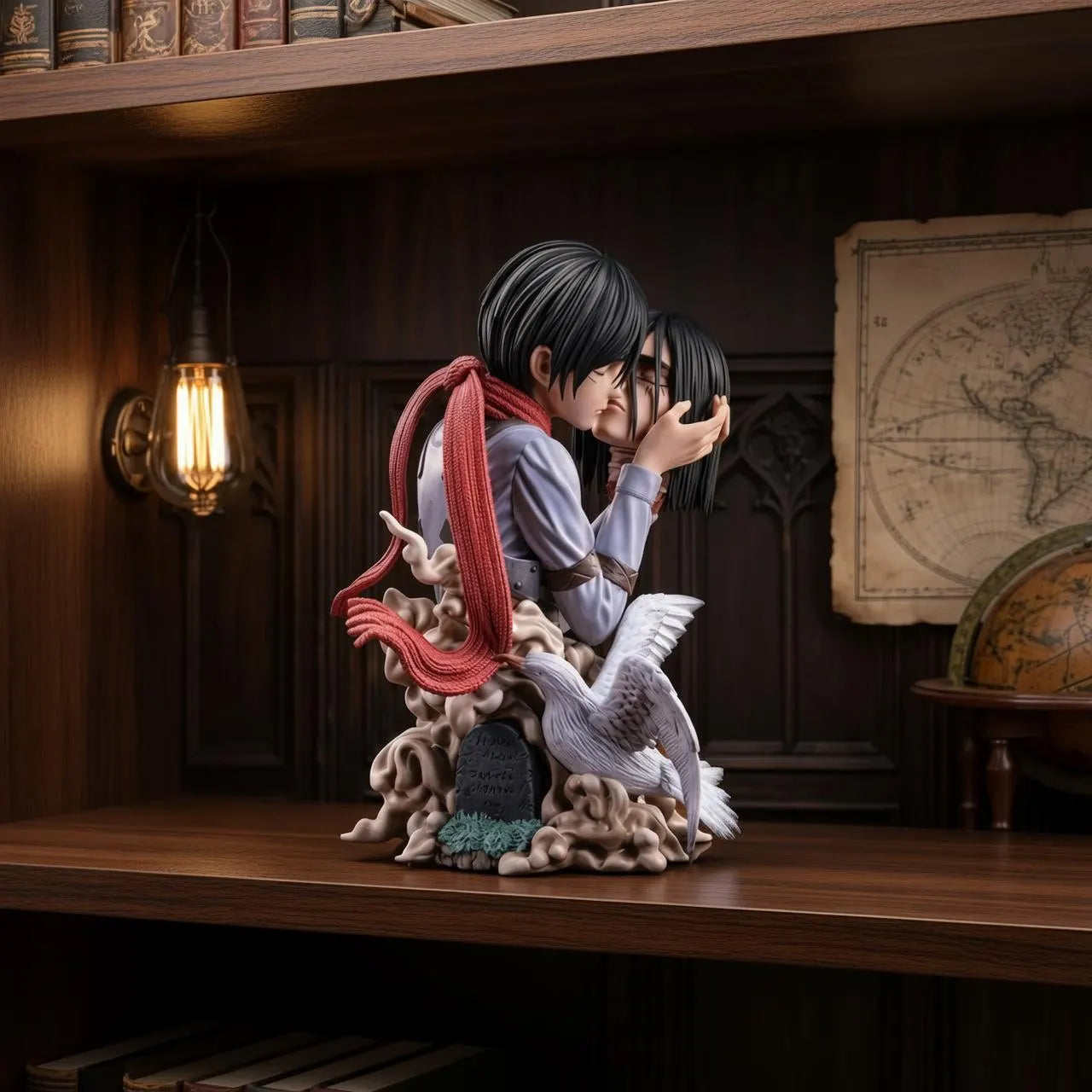 Attack on Titan Eren Jaeger Mikasa Ackerman Last Kiss Figure 22Cm Inspired Anime Statue