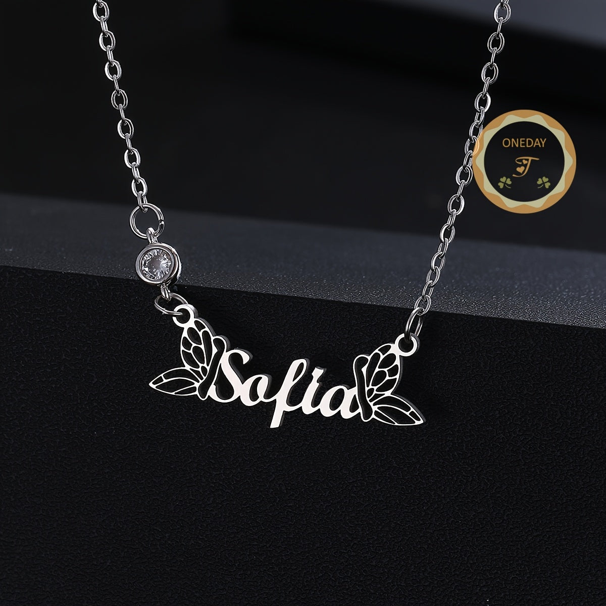 Customized Golden Butterfly Pendant Necklace - Stylish Stainless Steel Jewelry Featuring "Sofia" for Both Women And Men, Ideal for Everyday Wear And Gift Giving | Trendy Design with Intricate Butterfly Motif | Plated