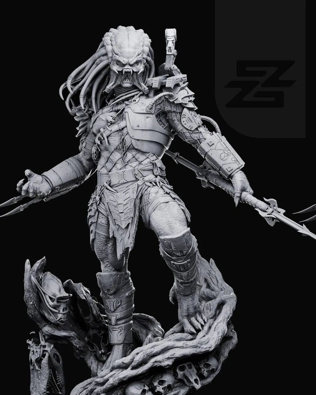 Predator 3D Printed Figure, Alien Hunter Collectible, Unpainted