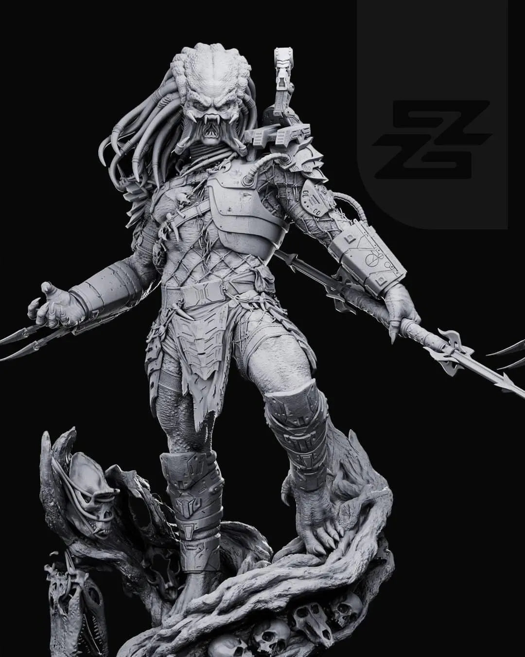 Predator 3D Printed Figure, Alien Hunter Collectible, Unpainted