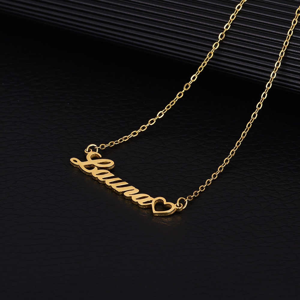 VATTRACT Personalized Stainless Steel Heart Pendant Necklace - Custom Name Elegant Minimalist Jewelry for Women, Ideal Valentine'S Day Gift, Everyday Accessory|Elegant Minimalist|Durable Chain, Necklace