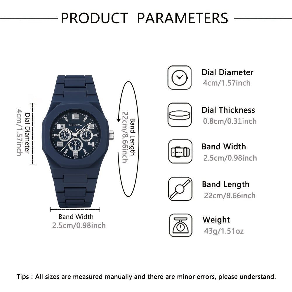 3pcs SHAARMS Men's Quartz Watches | Cool and Handsome Style, Non-water Resistant, PLASTIC CASE and Strap, Ideal for Father's Day, Christmas, Halloween, and  Gifts