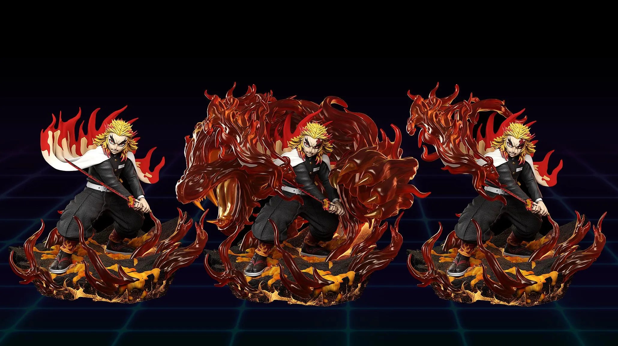 Pillar of the Blazing Heart - Flame Swordsman Demon Hunter Inferno Anime Kyōjurō Rengoku Resin Figure 16K